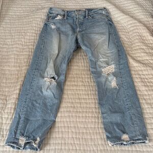 Mother Denim Women's Distressed Light Blue Skinny Jeans
